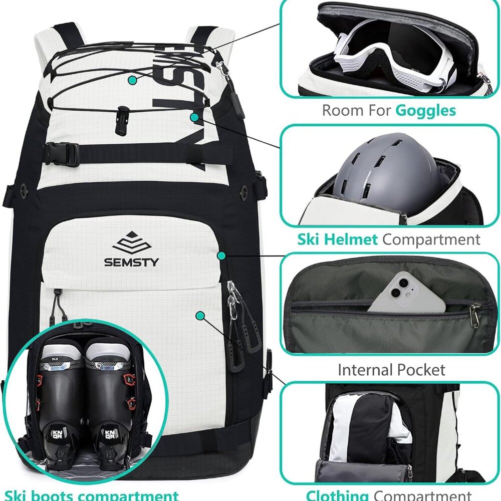 Snowboard Waterproof  Boots Travel Backpack 55L - Picture 6 of 9